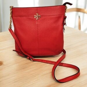 Tory Burch Vibrant Orange Crossbody Bag With Gold Accents